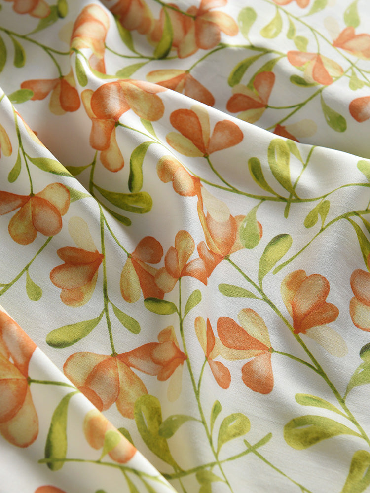 RYCUNCAI- Hight 60 Count Rayon Satin Faux Silk Chinese Style Floral Cheongsam Dress Fabric - 145cm wide by the Yard