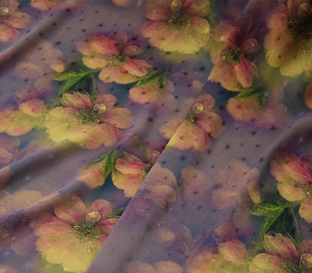 XLZHHY - 23 Momme Jacquard Handmade Plant Dye HongYunSha Silk Blended Fabric - 108cm wide by the Yard
