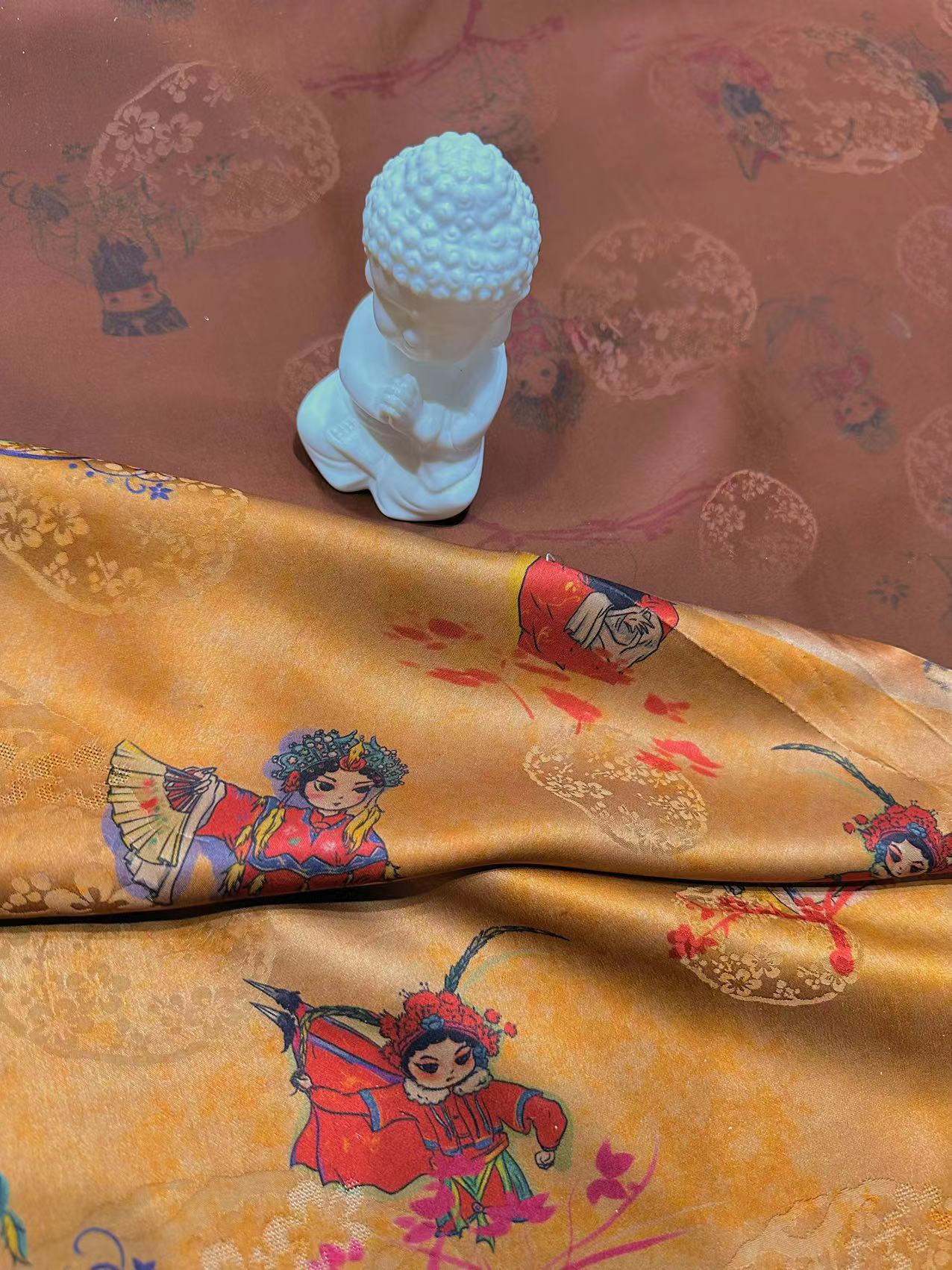 SXQBJJ - Handmade 25 Momme HUALUO Jacquard Hongyunsha Mud Silk Fabric (Openwork texture) - 114cm by the Yard