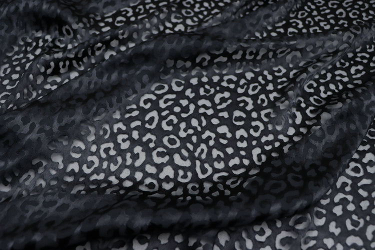 JFHHQQ - 16 Momme Black Sheer Burnout Silk Devore Satin Fabric - 140cm wide by the Yard