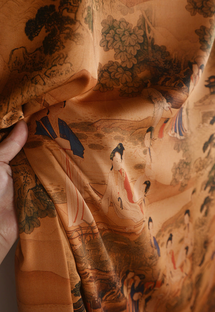 RYSILVTU - Hight 60 Count Rayon Satin Faux Silk Chinese Style Floral Cheongsam Dress Fabric - 145cm wide by the Yard