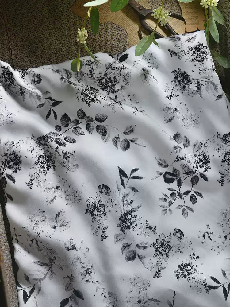 RYBAIMOO - Hight 60 Count Rayon Satin Faux Silk Chinese Style Floral Cheongsam Dress Fabric - 145cm wide by the Yard