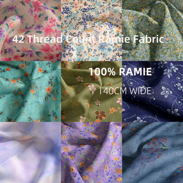 LRLXCX- Pastoral Style Floral Printed 42 Thread Count Ramie Fabric - 140cm wide by the Yard
