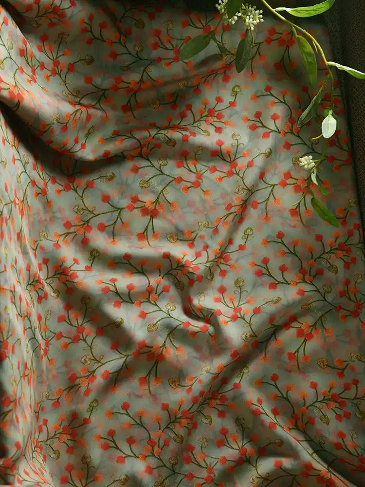 RYJIEYUI - Hight 60 Count Rayon Satin Faux Silk Chinese Style Floral Cheongsam Dress Fabric - 145cm wide by the Yard