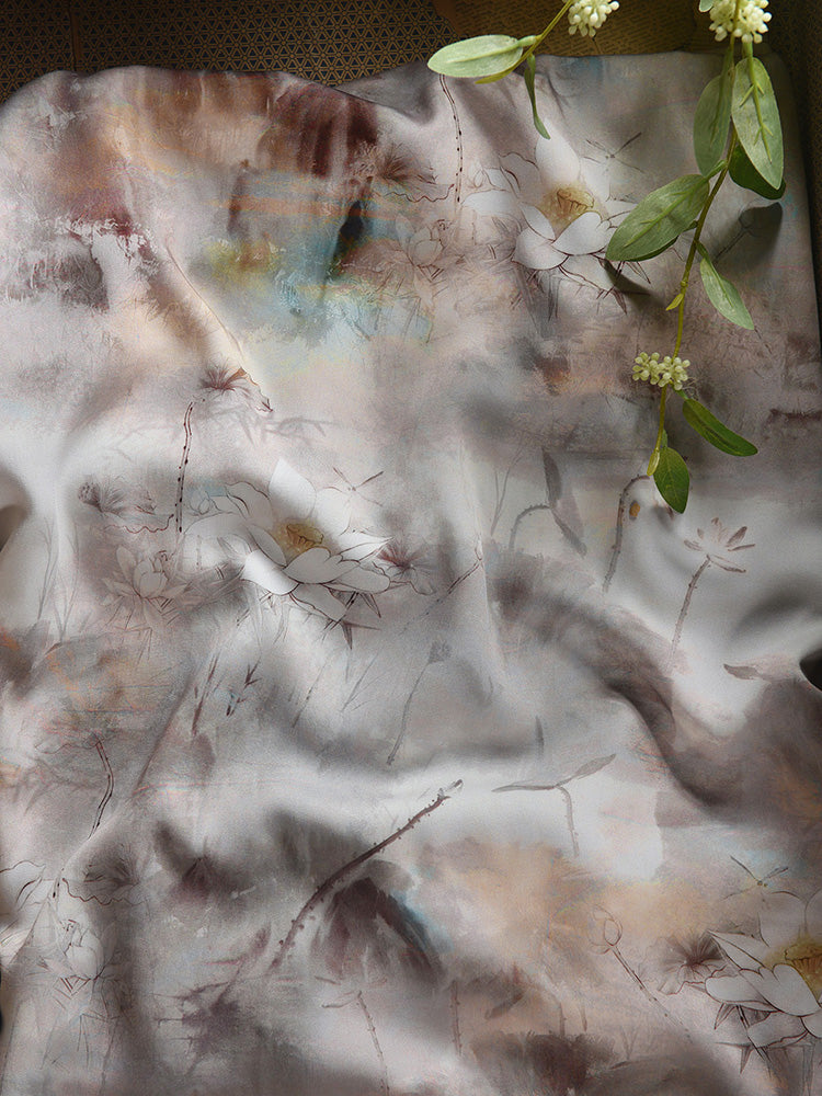 RYHETANG - Hight 60 Count Rayon Satin Faux Silk Chinese Style Floral Cheongsam Dress Fabric - 145cm wide by the Yard