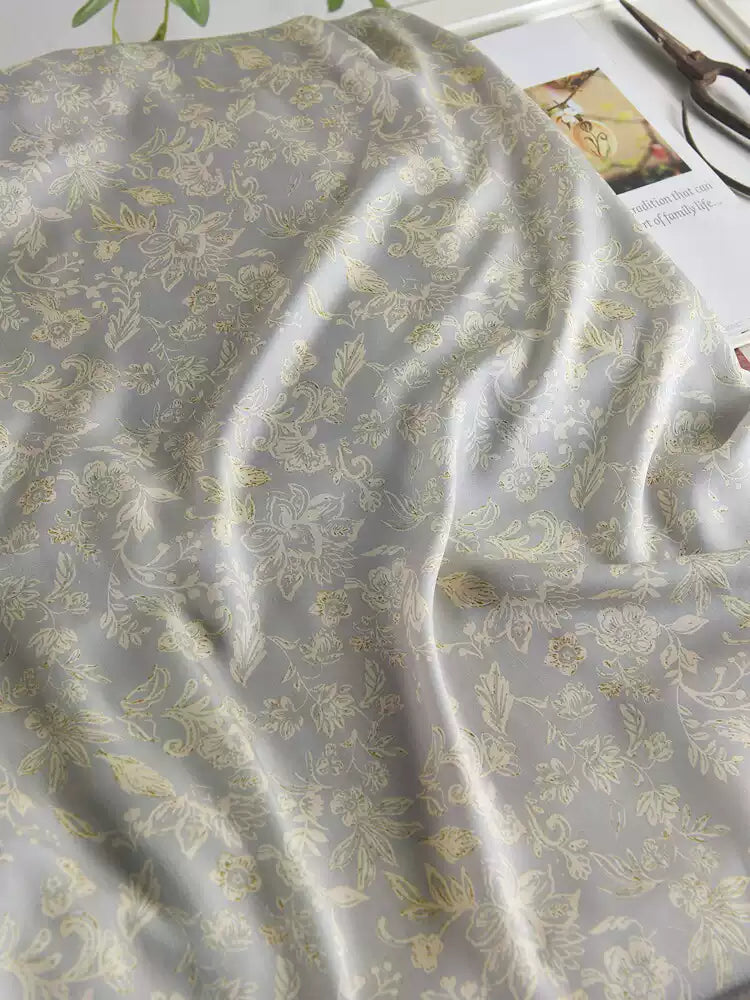 RYSUXIAN - Hight 60 Count Rayon Satin Faux Silk Chinese Style Floral Cheongsam Dress Fabric - 145cm wide by the Yard