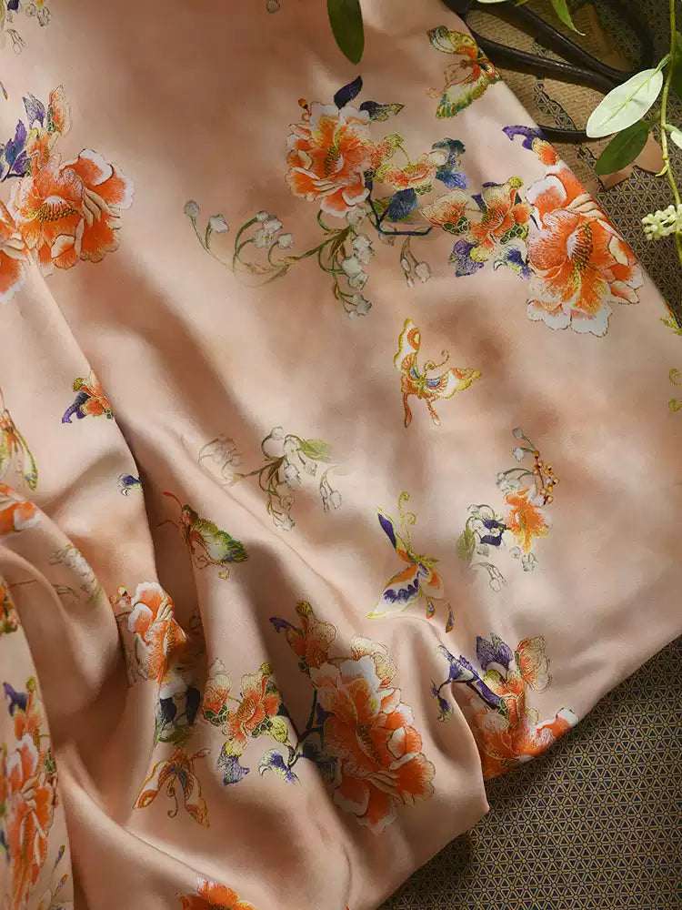 RYJINGFE - Hight 60 Count Rayon Satin Faux Silk Chinese Style Floral Cheongsam Dress Fabric - 145cm wide by the Yard