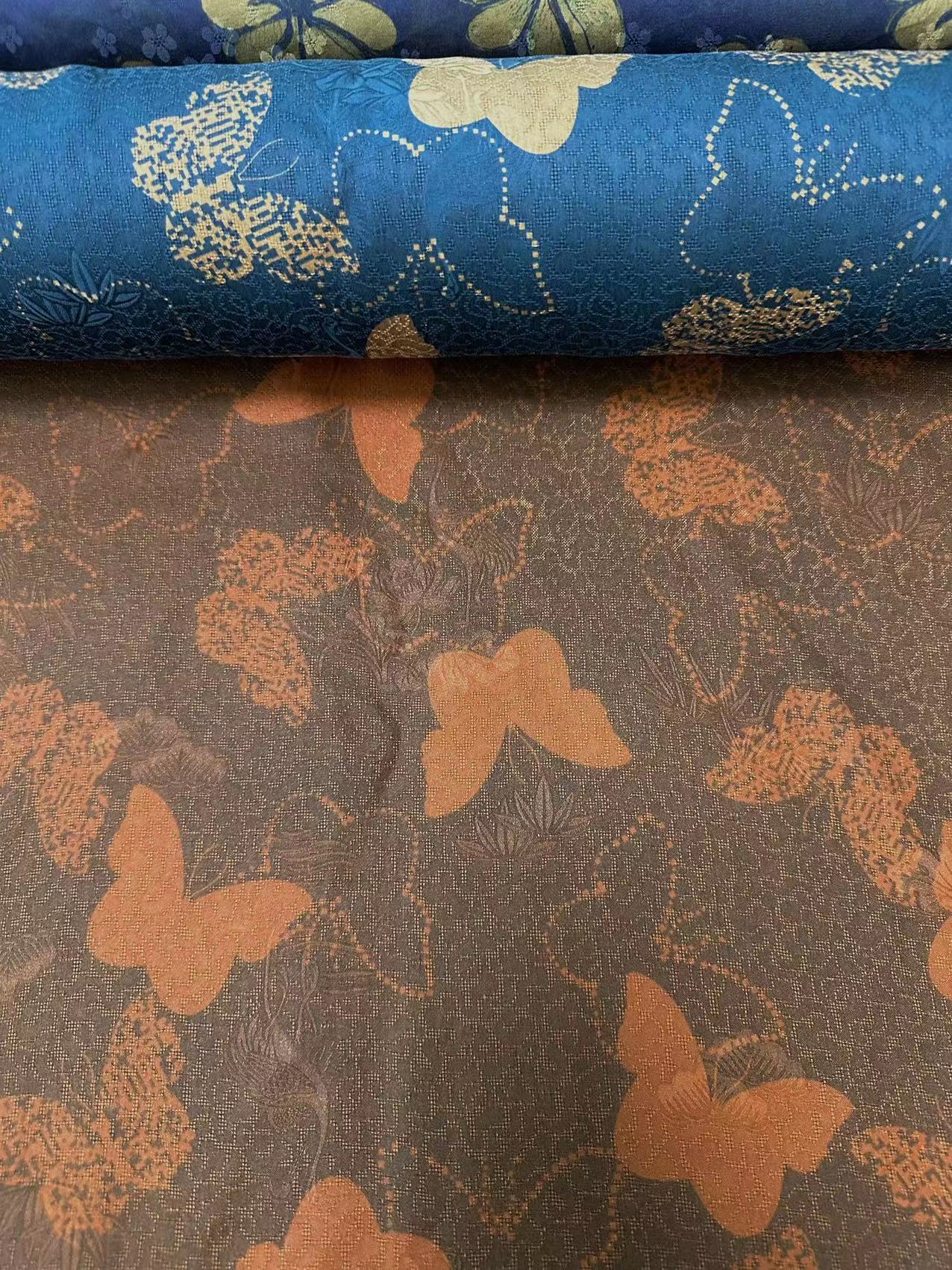 SXBAID - Handmade 25 Momme HUALUO Jacquard Hongyunsha Mud Silk Fabric (Openwork texture) - 114cm by the Yard