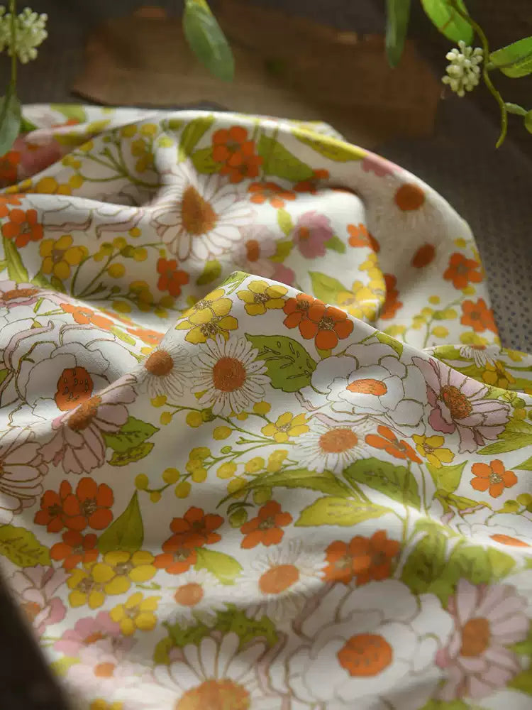 RYSHEMII - Hight 60 Count Rayon Satin Faux Silk Chinese Style Floral Cheongsam Dress Fabric - 145cm wide by the Yard