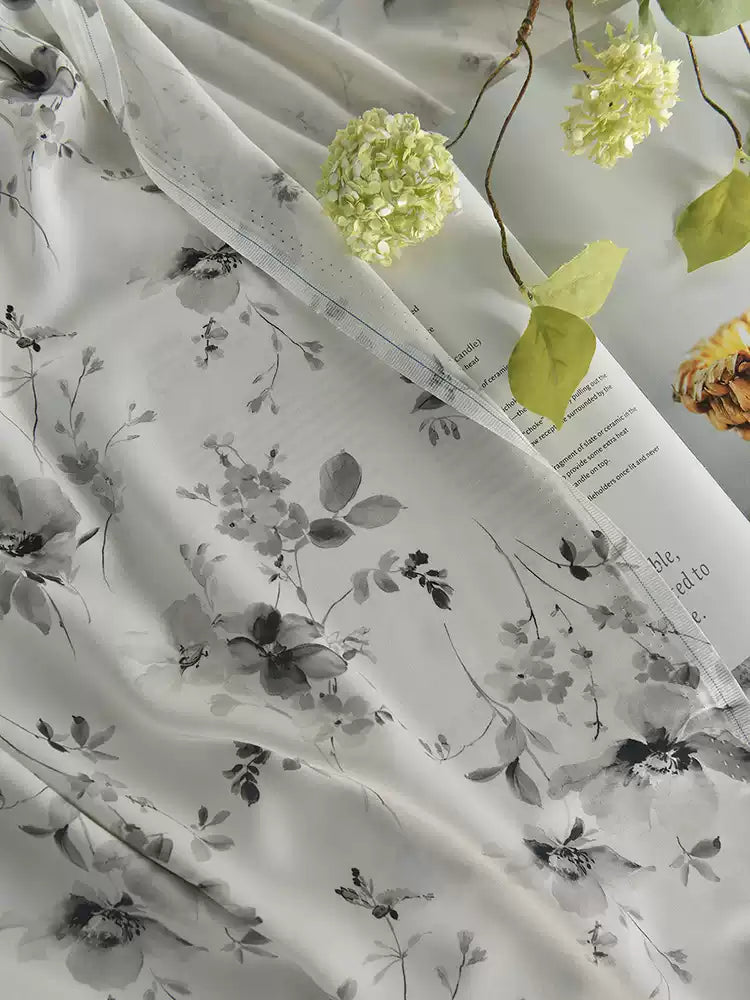 RYSUJING - Hight 60 Count Rayon Satin Faux Silk Chinese Style Floral Cheongsam Dress Fabric - 145cm wide by the Yard