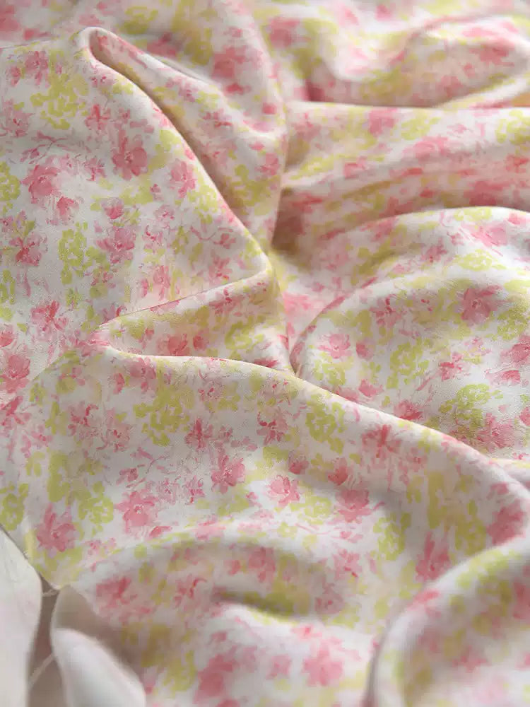 RYFENMEI - Hight 60 Count Rayon Satin Faux Silk Chinese Style Floral Cheongsam Dress Fabric - 145cm wide by the Yard