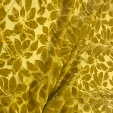 YELSPE - Yellow Small Petals Semi-sheer with a Draping Effect Sheer Burnout Silk Velvet Satin Fabric - 114cm wide by the Yard