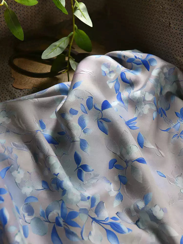 RYRUXUEE - Hight 60 Count Rayon Satin Faux Silk Chinese Style Floral Cheongsam Dress Fabric - 145cm wide by the Yard