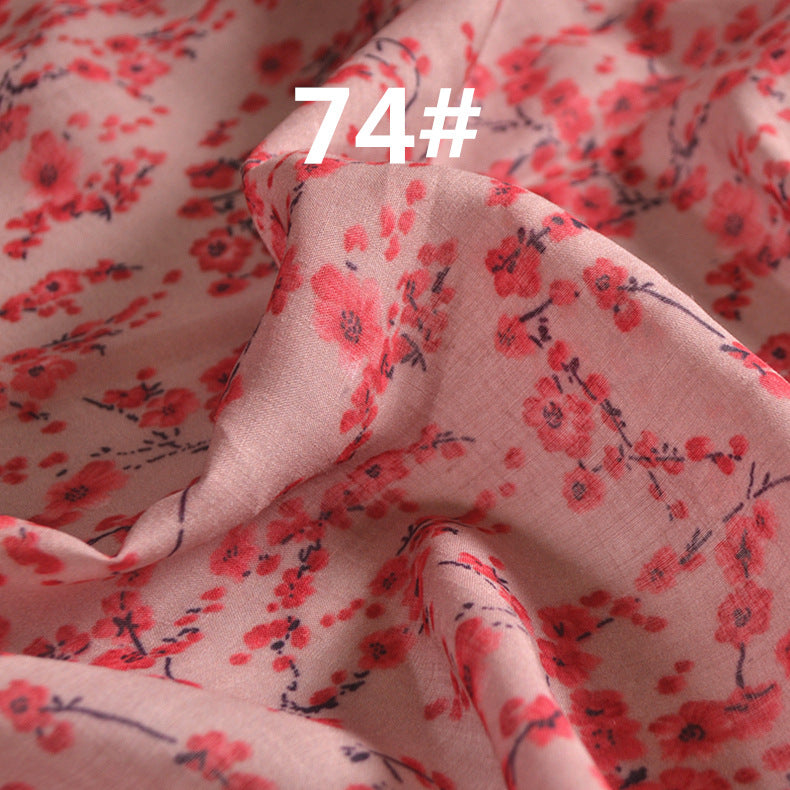 LRFENS - Pastoral Style Floral Printed 42 Thread Count Ramie Fabric - 140cm wide by the Yard