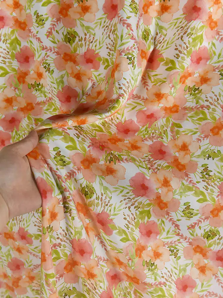 RYXIACHU - Hight 60 Count Rayon Satin Faux Silk Chinese Style Floral Cheongsam Dress Fabric - 145cm wide by the Yard