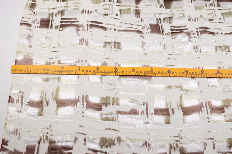 JFHJSF - 16 Momme Metallic Irregular Square Letters Pattern Sheer Burnout Silk Devore Satin Fabric - 114cm wide by the Yard