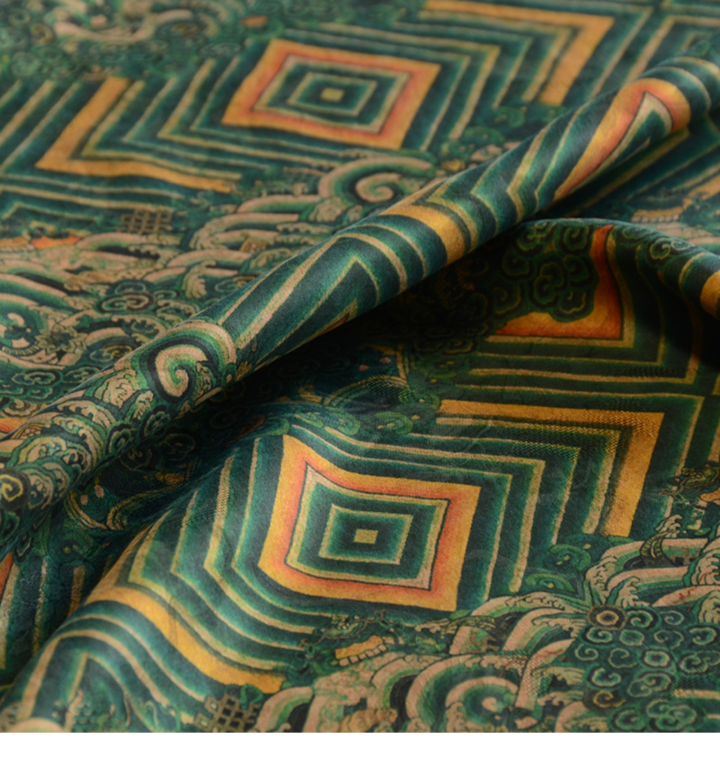 YPXYFK - Handmade 26 Momme HUALUO Jacquard Mud Silk Fabric (Openwork texture) - 110cm by the Yard