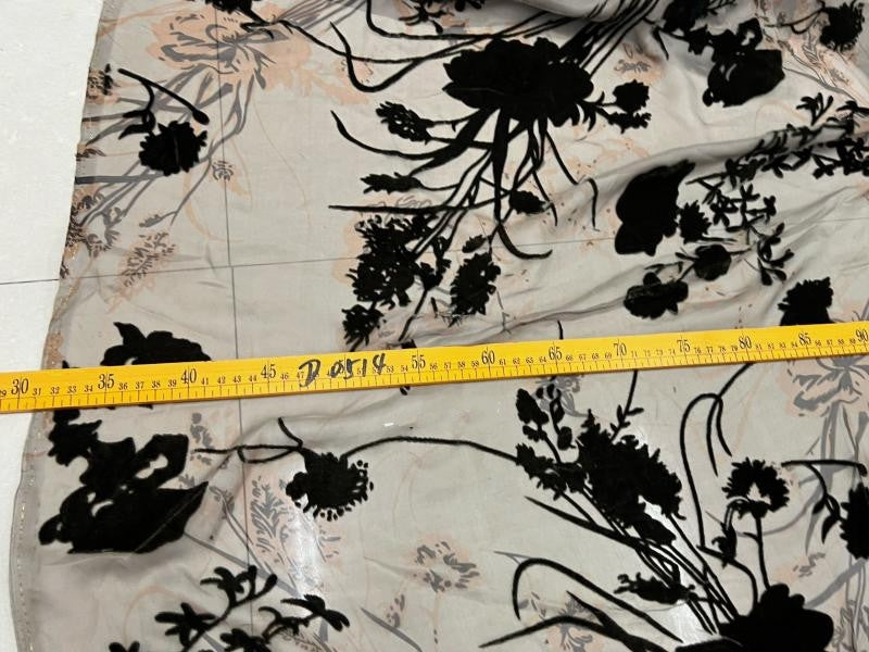 HEILAN - Semi-sheer with a Draping Effect Hot Stamping Sheer Burnout Silk Velvet Satin Fabric - 114cm wide by the Yard