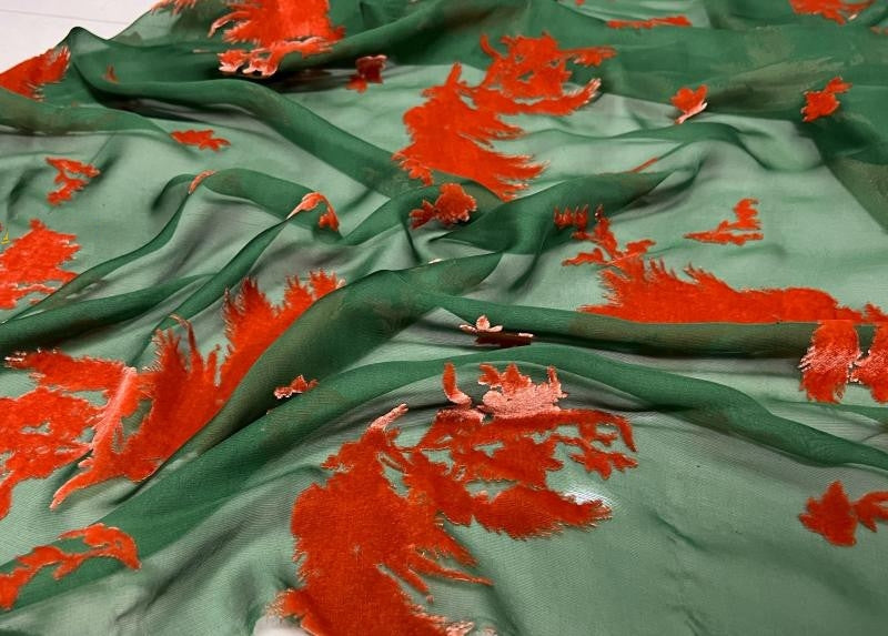 GAOMIL - Semi-sheer with a Draping Effect Sheer Burnout Silk Velvet Satin Fabric - 140cm wide by the Yard