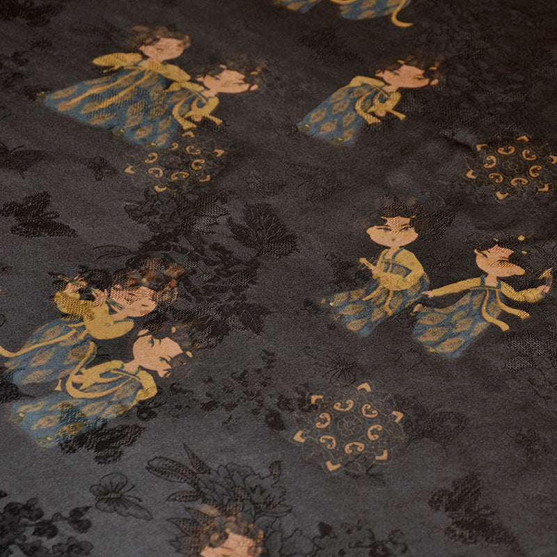 YPSBAY - Handmade 26 Momme HUALUO Jacquard Mud Silk Fabric (Openwork texture) - 110cm by the Yard