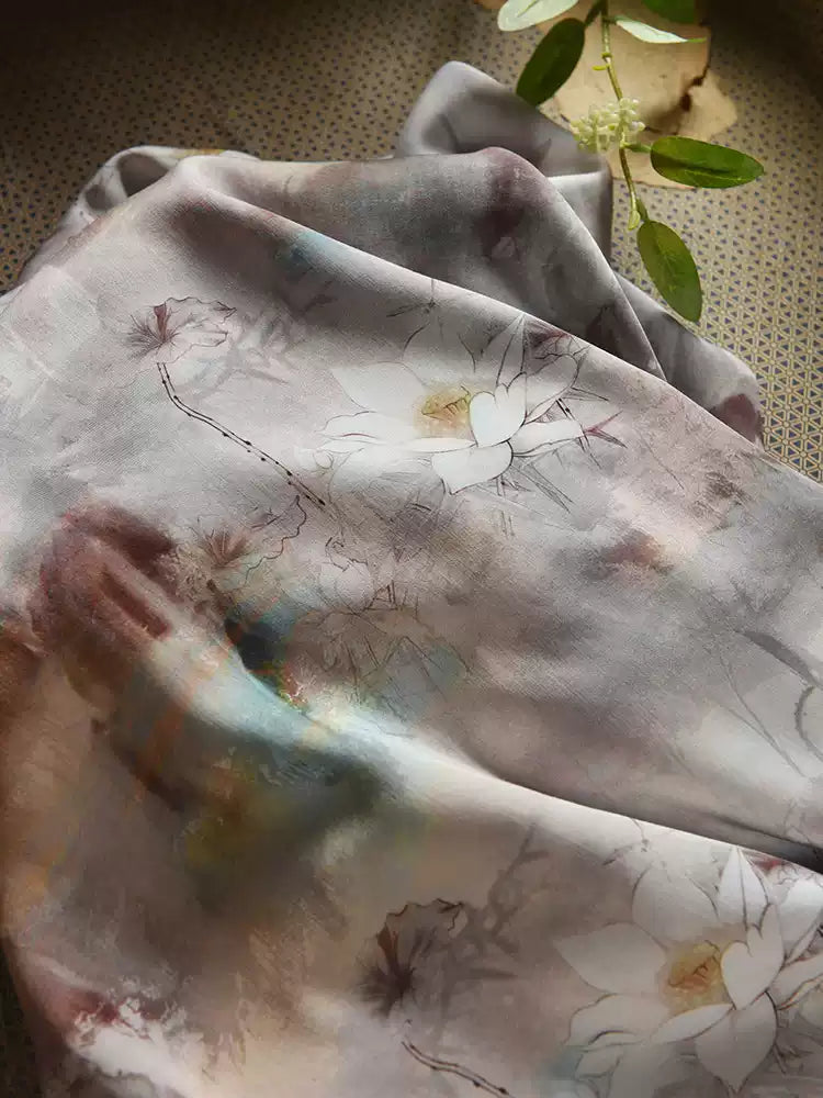 RYHETANG - Hight 60 Count Rayon Satin Faux Silk Chinese Style Floral Cheongsam Dress Fabric - 145cm wide by the Yard