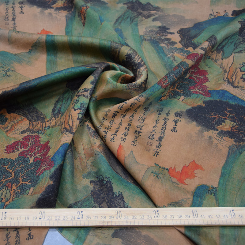 XLSUFE - Handmade 23 Momme Printed Mud Silk Satin Fabric - 110cm By the Yard