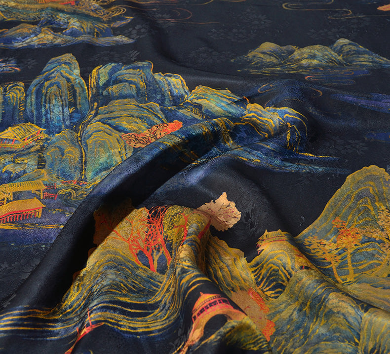 YPWUZS - Handmade 25 Momme HUALUO Jacquard Mud Silk Fabric (Openwork texture) - 110cm by the Yard