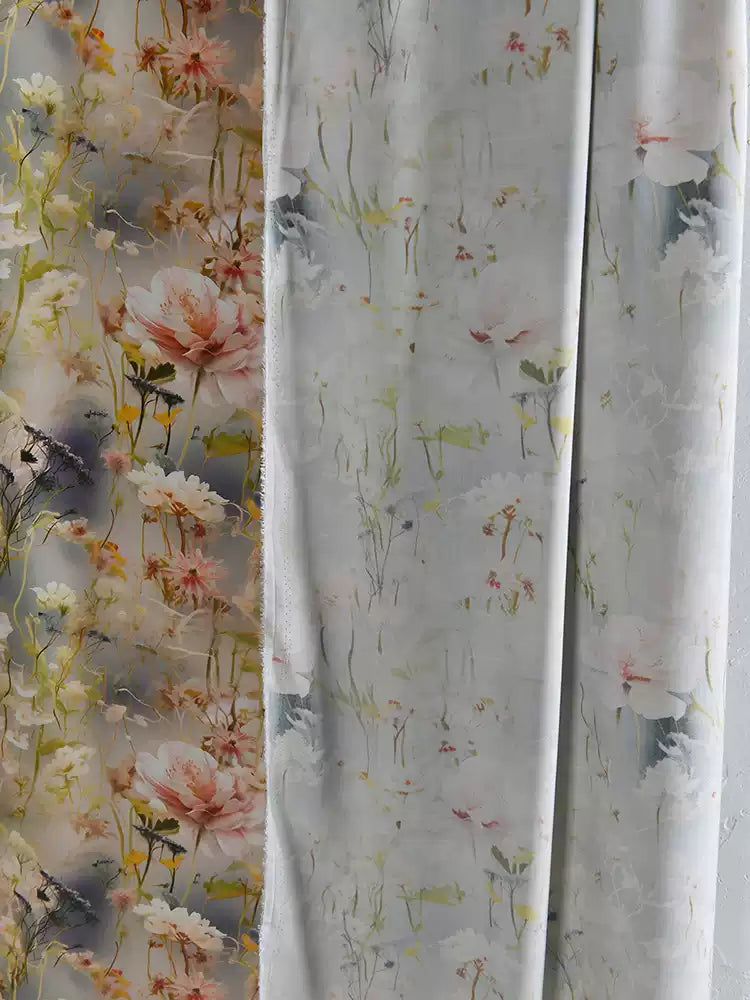 RYFENGHU - Hight 60 Count Rayon Satin Faux Silk Chinese Style Floral Cheongsam Dress Fabric - 145cm wide by the Yard