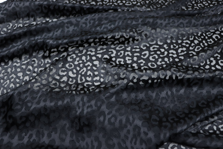 JFHHQQ - 16 Momme Black Sheer Burnout Silk Devore Satin Fabric - 140cm wide by the Yard