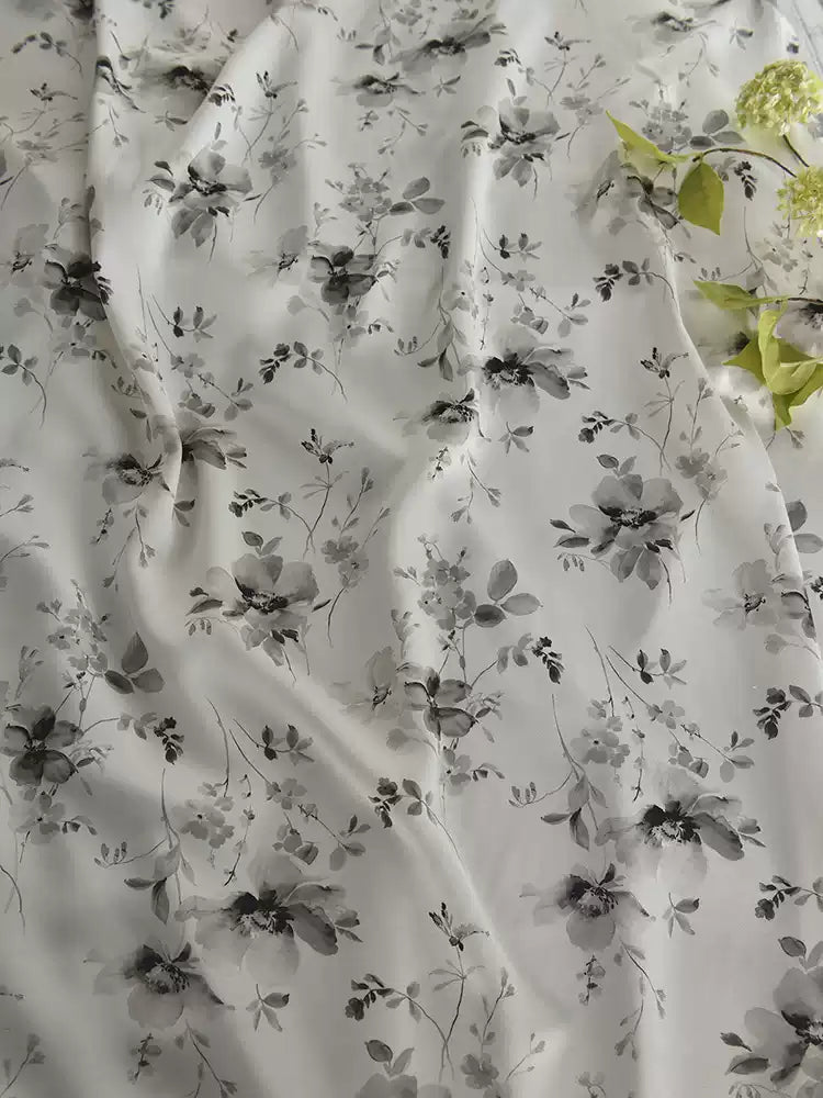 RYSUJING - Hight 60 Count Rayon Satin Faux Silk Chinese Style Floral Cheongsam Dress Fabric - 145cm wide by the Yard