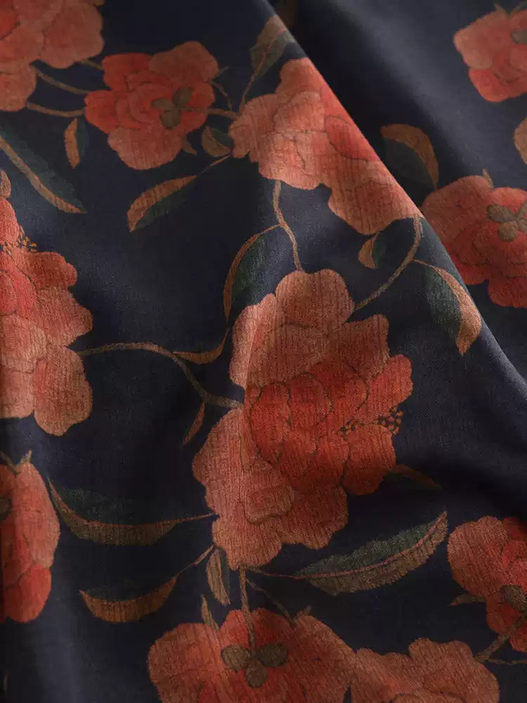 RYZHIHON - Hight 60 Count Rayon Satin Faux Silk Chinese Style Floral Cheongsam Dress Fabric - 145cm wide by the Yard