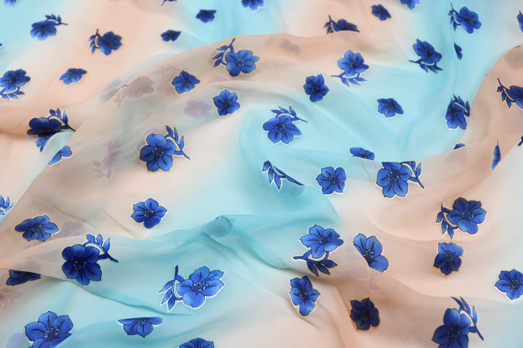 JFHJIB - 8 Momme Gradient Style Sheer Burnout Silk Devore Satin Fabric - 120cm wide by the Yard