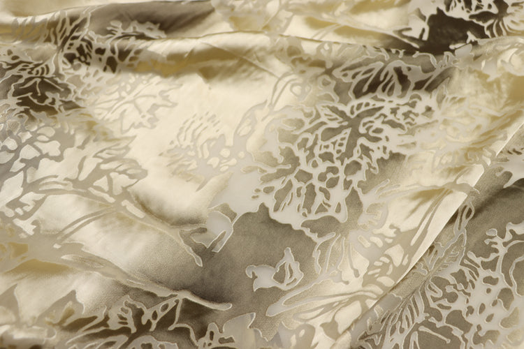 JFHSUL - 17 Momme Vertical Pattern Sheer Burnout Silk Devore Satin Fabric - 114cm wide by the Yard