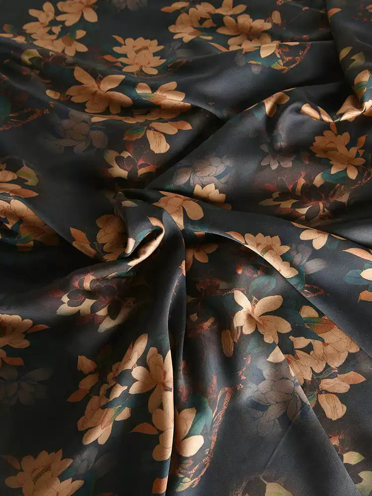 RYYELIAN - Hight 60 Count Rayon Satin Faux Silk Chinese Style Floral Cheongsam Dress Fabric - 145cm wide by the Yard