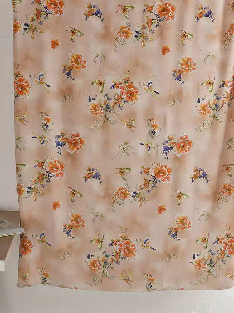 RYJINGFE - Hight 60 Count Rayon Satin Faux Silk Chinese Style Floral Cheongsam Dress Fabric - 145cm wide by the Yard