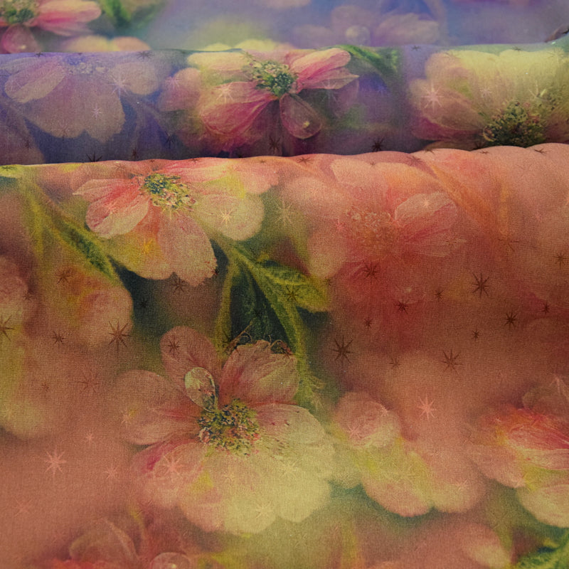 XLZHHY - 23 Momme Jacquard Handmade Plant Dye HongYunSha Silk Blended Fabric - 108cm wide by the Yard