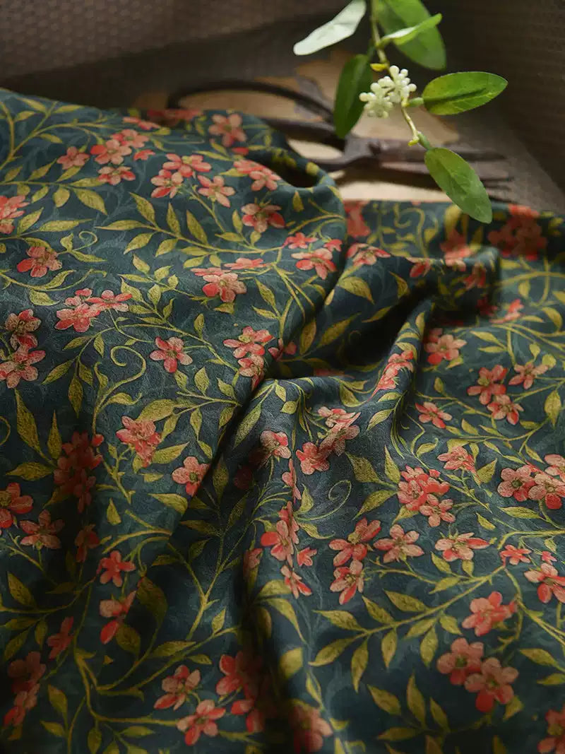 RYHONXIU - Hight 60 Count Rayon Satin Faux Silk Chinese Style Floral Cheongsam Dress Fabric - 145cm wide by the Yard