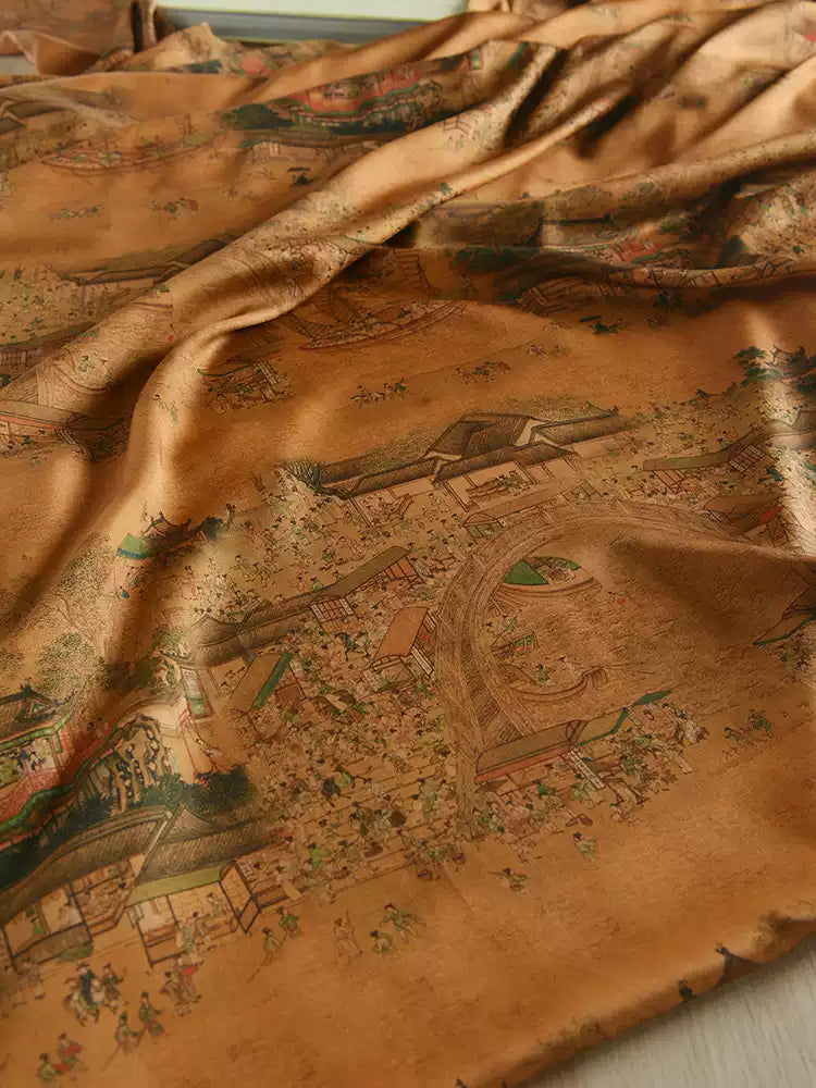 RYHETUNG - Hight 60 Count Rayon Satin Faux Silk Chinese Style Floral Cheongsam Dress Fabric - 145cm wide by the Yard