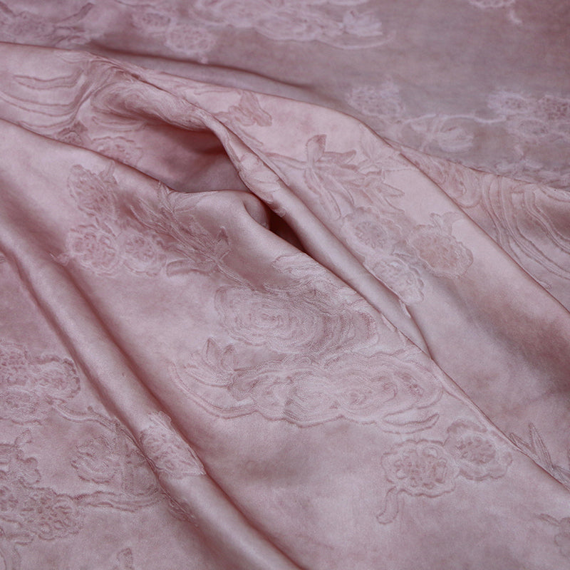 LZZTHF - 25 Momme Jacquard Vintage Style Dirty Dyed Pink Satin Mulberry Silk Fabric - 130cm wide by the Yard