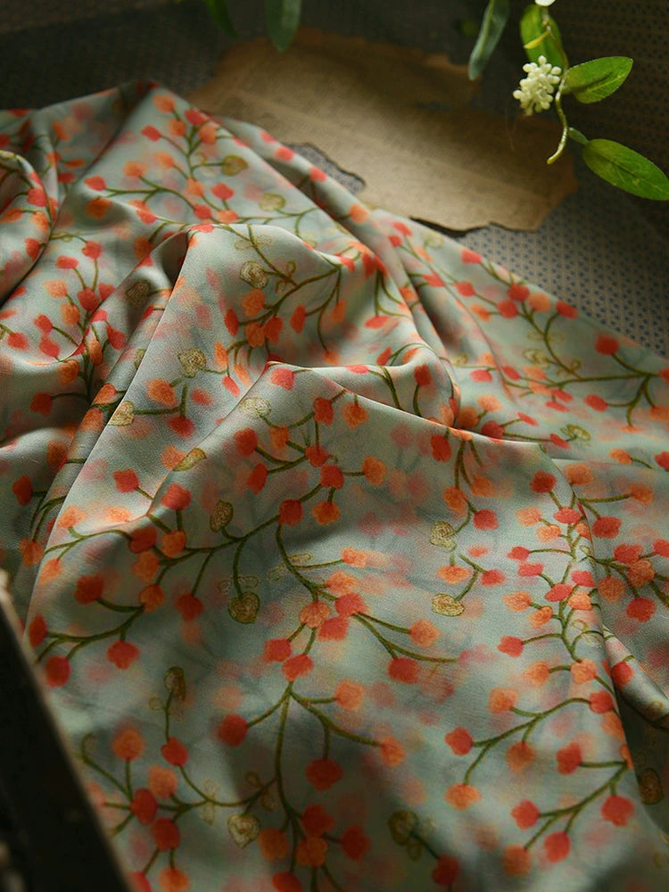 RYJIEYUI - Hight 60 Count Rayon Satin Faux Silk Chinese Style Floral Cheongsam Dress Fabric - 145cm wide by the Yard