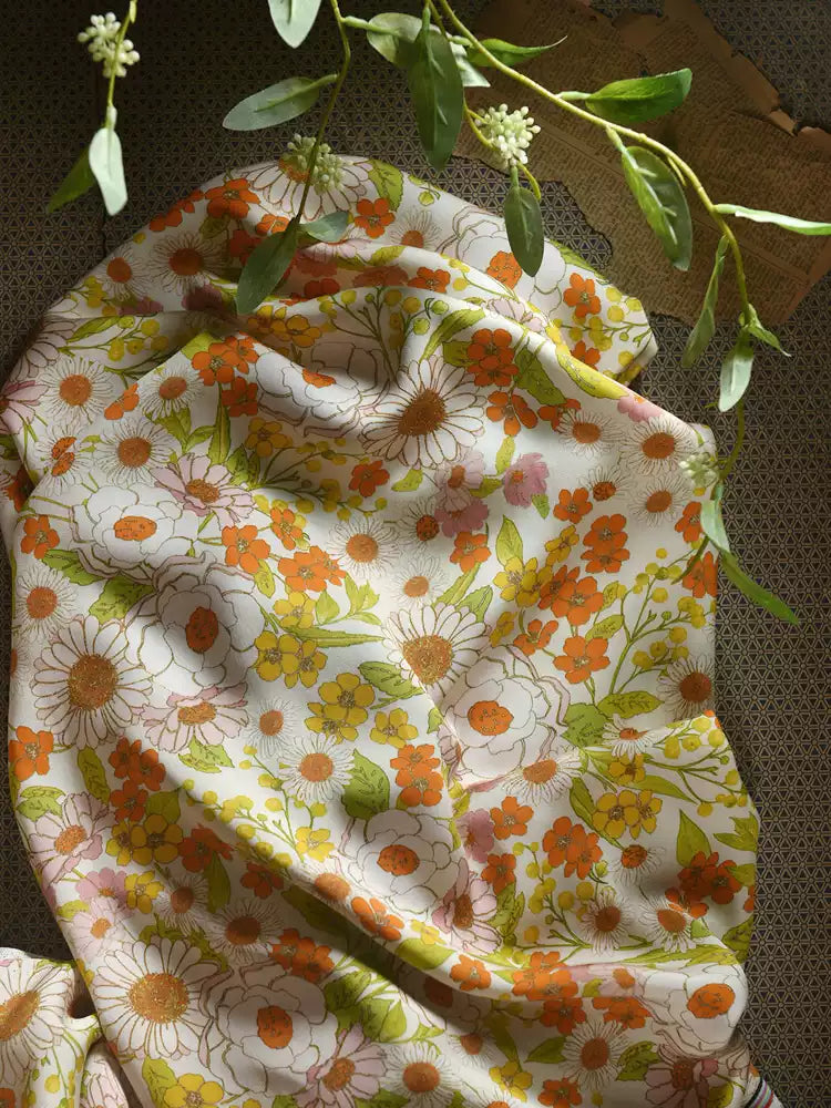 RYSHEMII - Hight 60 Count Rayon Satin Faux Silk Chinese Style Floral Cheongsam Dress Fabric - 145cm wide by the Yard