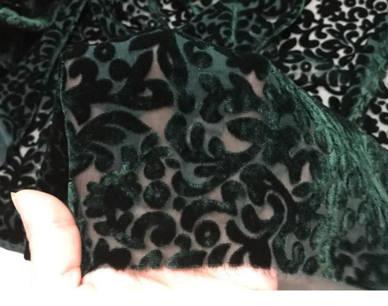 SISELO - Semi-sheer with a Draping Effect Burnout Silk Velvet Satin Fabric - 114cm wide by the Yard