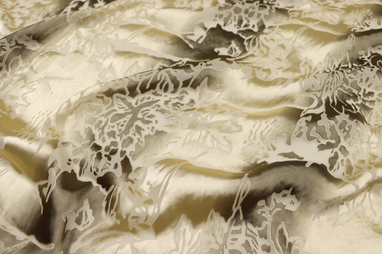 JFHSUL - 17 Momme Vertical Pattern Sheer Burnout Silk Devore Satin Fabric - 114cm wide by the Yard