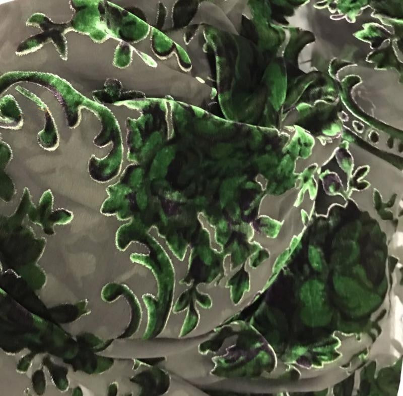 MOLVLV - Semi-sheer with a Draping Effect Burnout Silk Velvet Satin Fabric - 114cm wide by the Yard