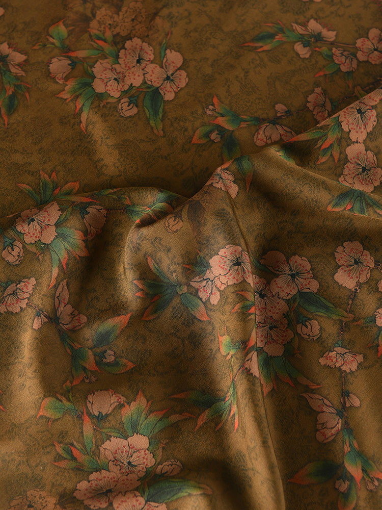RYCUNGUI- Hight 60 Count Rayon Satin Faux Silk Chinese Style Floral Cheongsam Dress Fabric - 145cm wide by the Yard