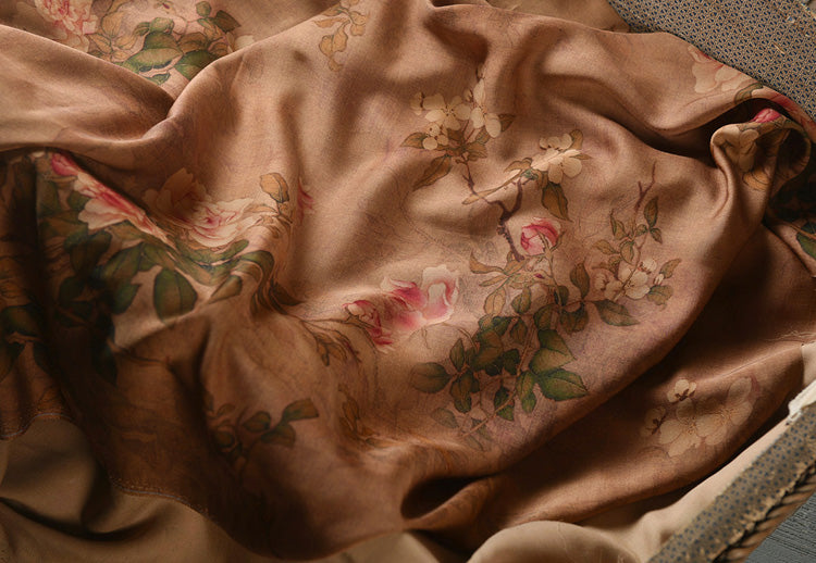 RYHONGFO - Hight 60 Count Rayon Satin Faux Silk Chinese Style Floral Cheongsam Dress Fabric - 145cm wide by the Yard