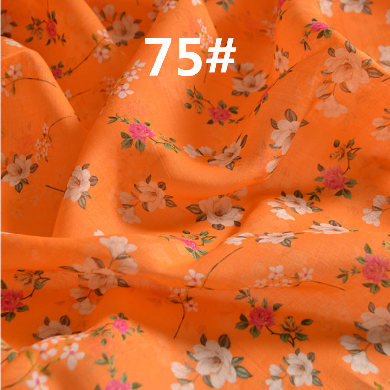 LRFENS - Pastoral Style Floral Printed 42 Thread Count Ramie Fabric - 140cm wide by the Yard