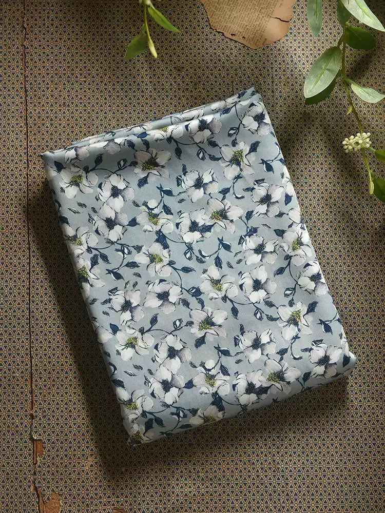 RYLANMOE - Hight 60 Count Rayon Satin Faux Silk Chinese Style Floral Cheongsam Dress Fabric - 145cm wide by the Yard