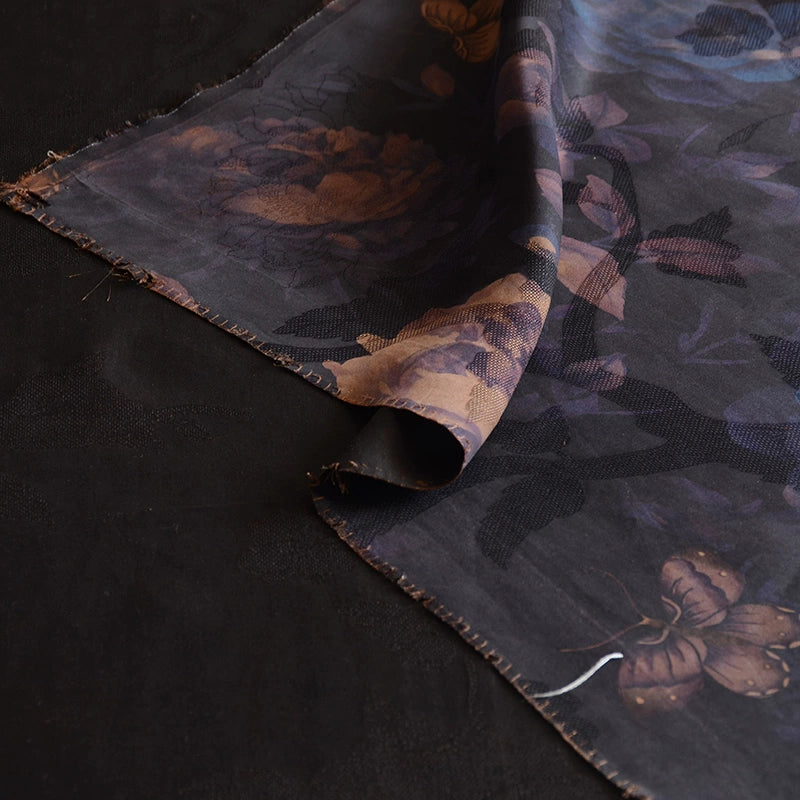 YPZFMG - Handmade 30 Momme HUALUO Jacquard Mud Silk Satin Fabric (Openwork texture) - 110cm by the Yard