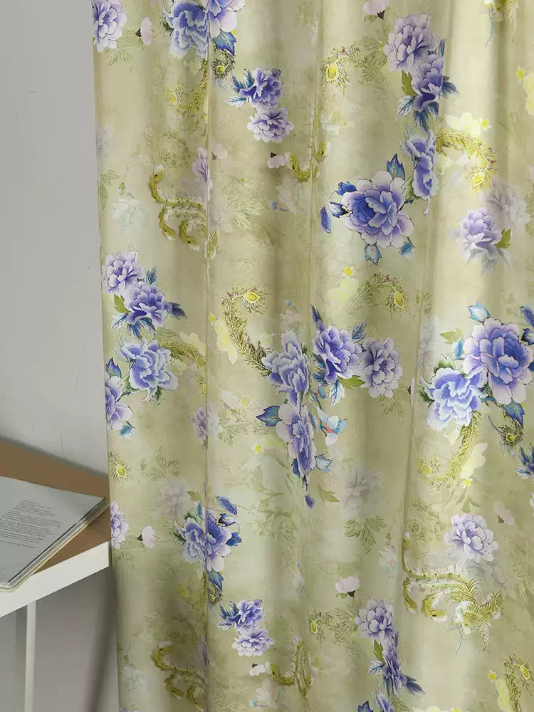 RYHUAWEI - Hight 60 Count Rayon Satin Faux Silk Chinese Style Floral Cheongsam Dress Fabric - 145cm wide by the Yard